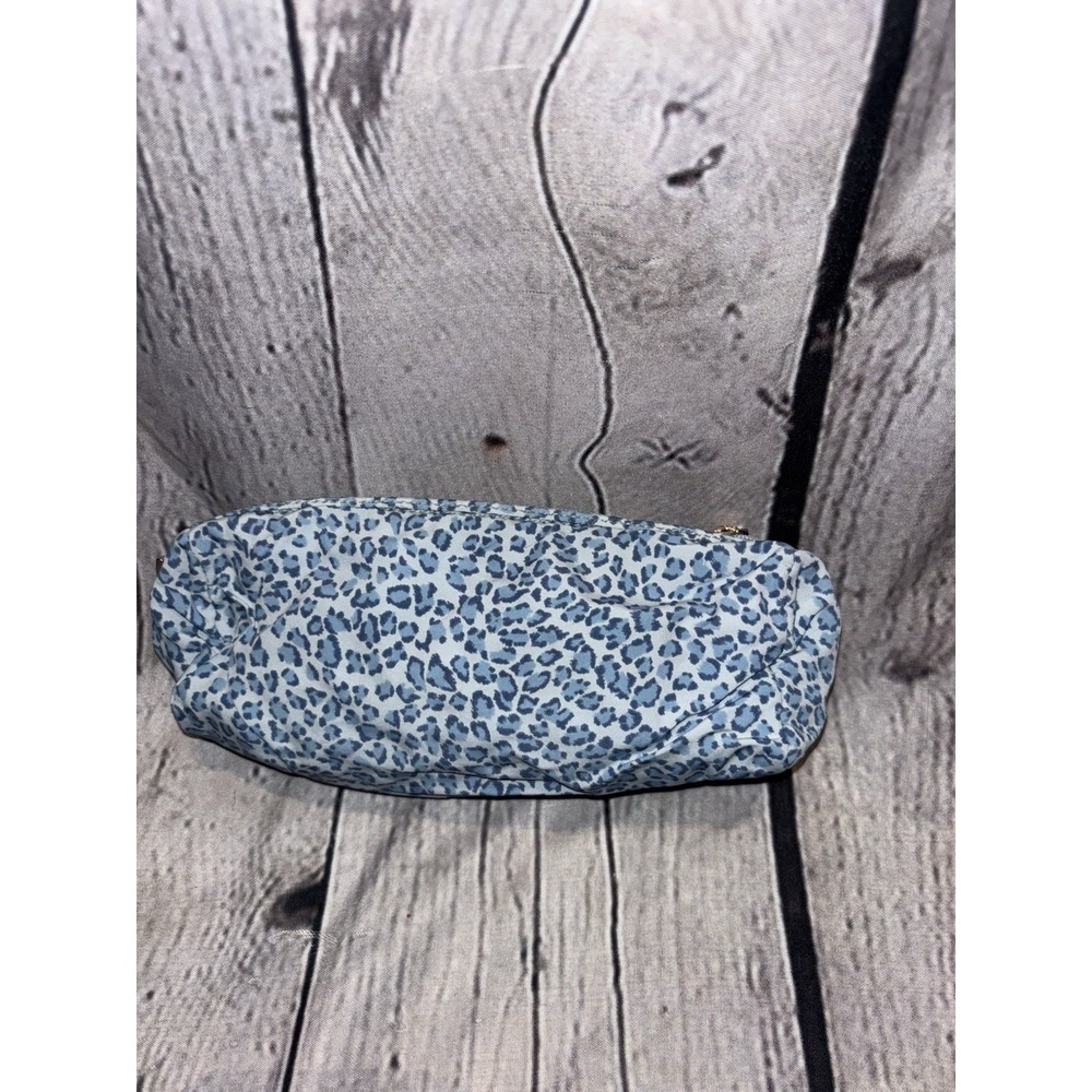 Bottega Veneta Blue Leopard Nylon Makeup Bag with Rare Color Pattern Design